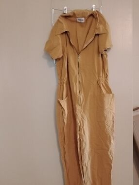 Noble Mustard Short-Sleeve Zip-Front Jumpsuit
